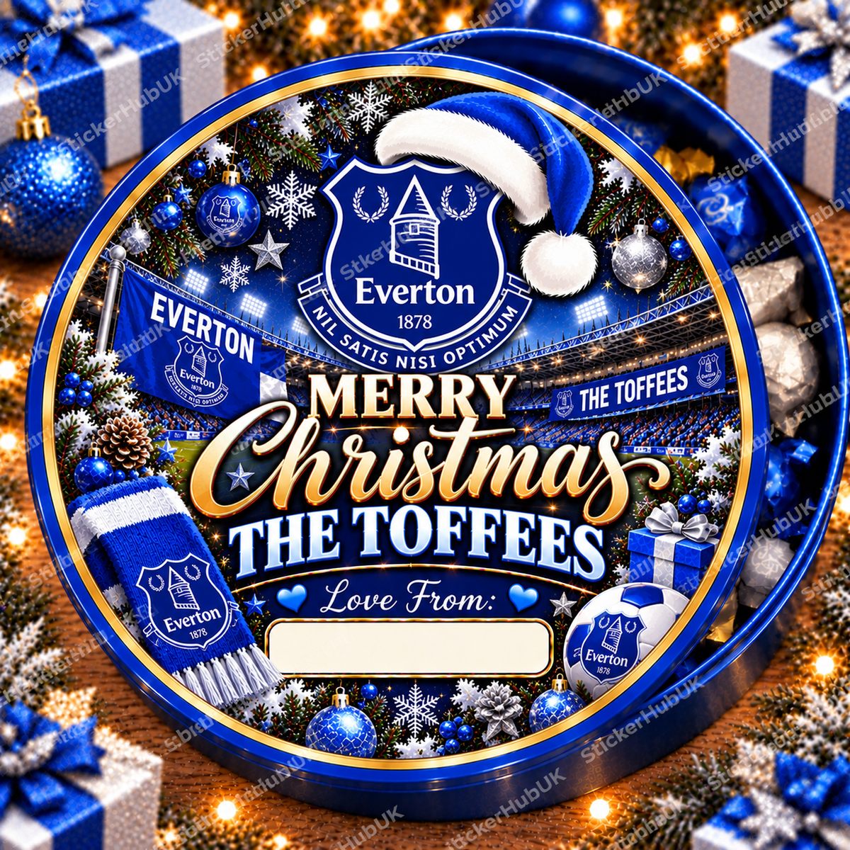 Everton – The Toffees Christmas chocolate tub sticker