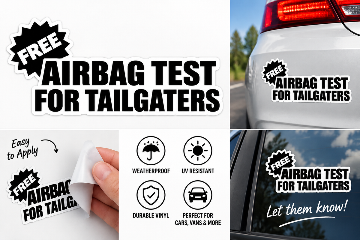 Free Airbag Test for Tailgaters sticker features