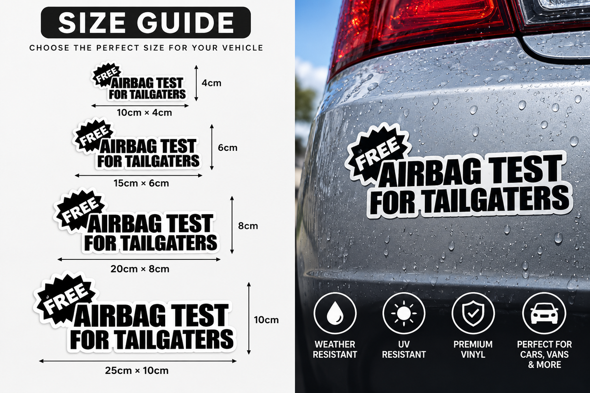 Free Airbag Test for Tailgaters size guide