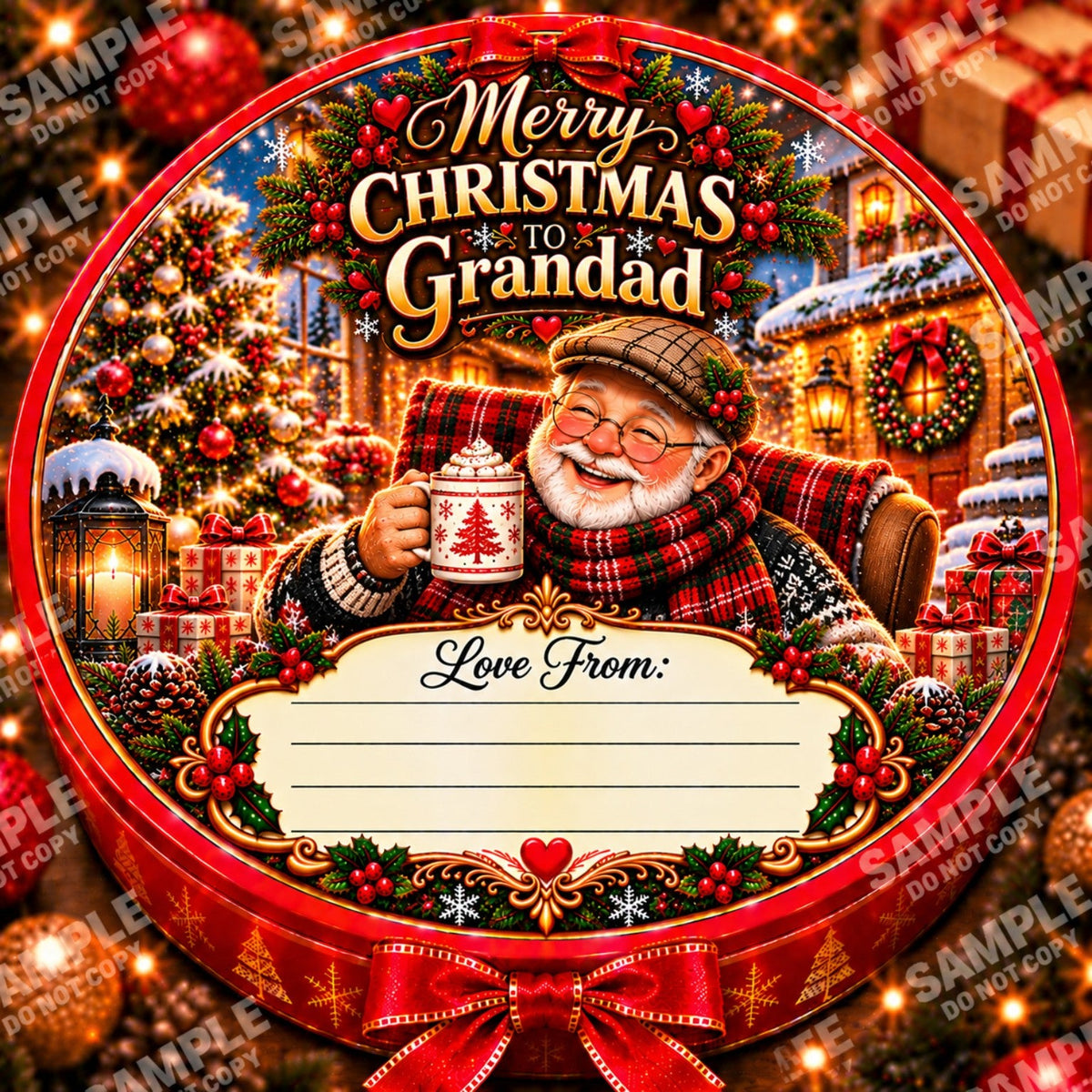 Grandparents Christmas chocolate tub sticker design 18