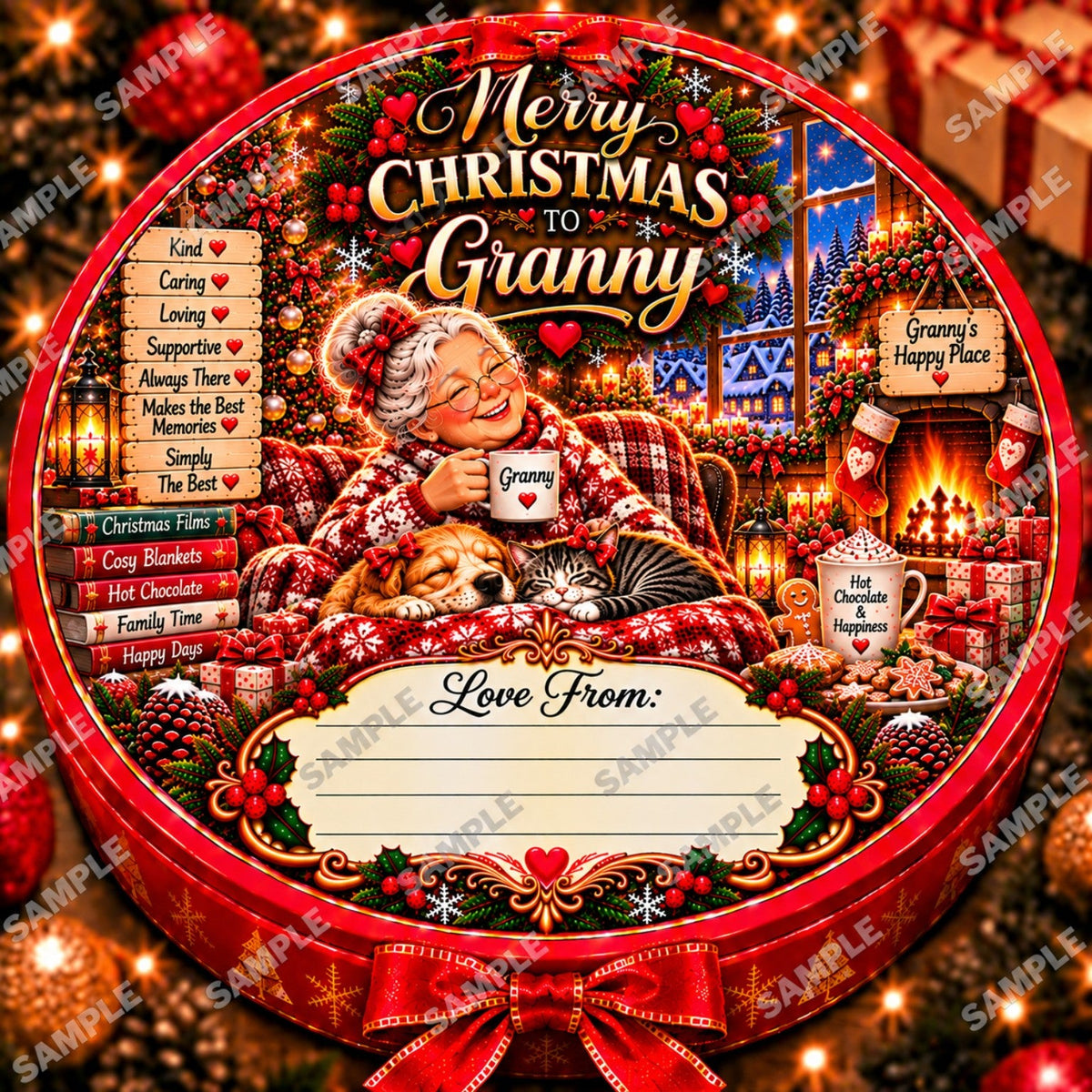 Grandparents Christmas chocolate tub sticker design 1