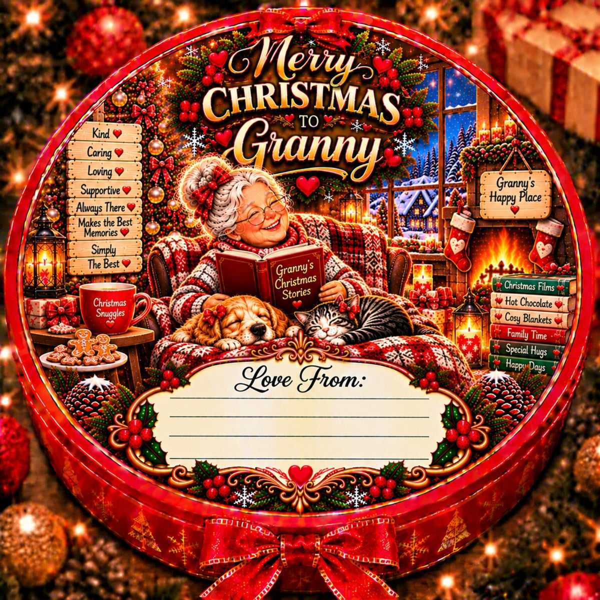 Grandparents Christmas chocolate tub sticker design 2