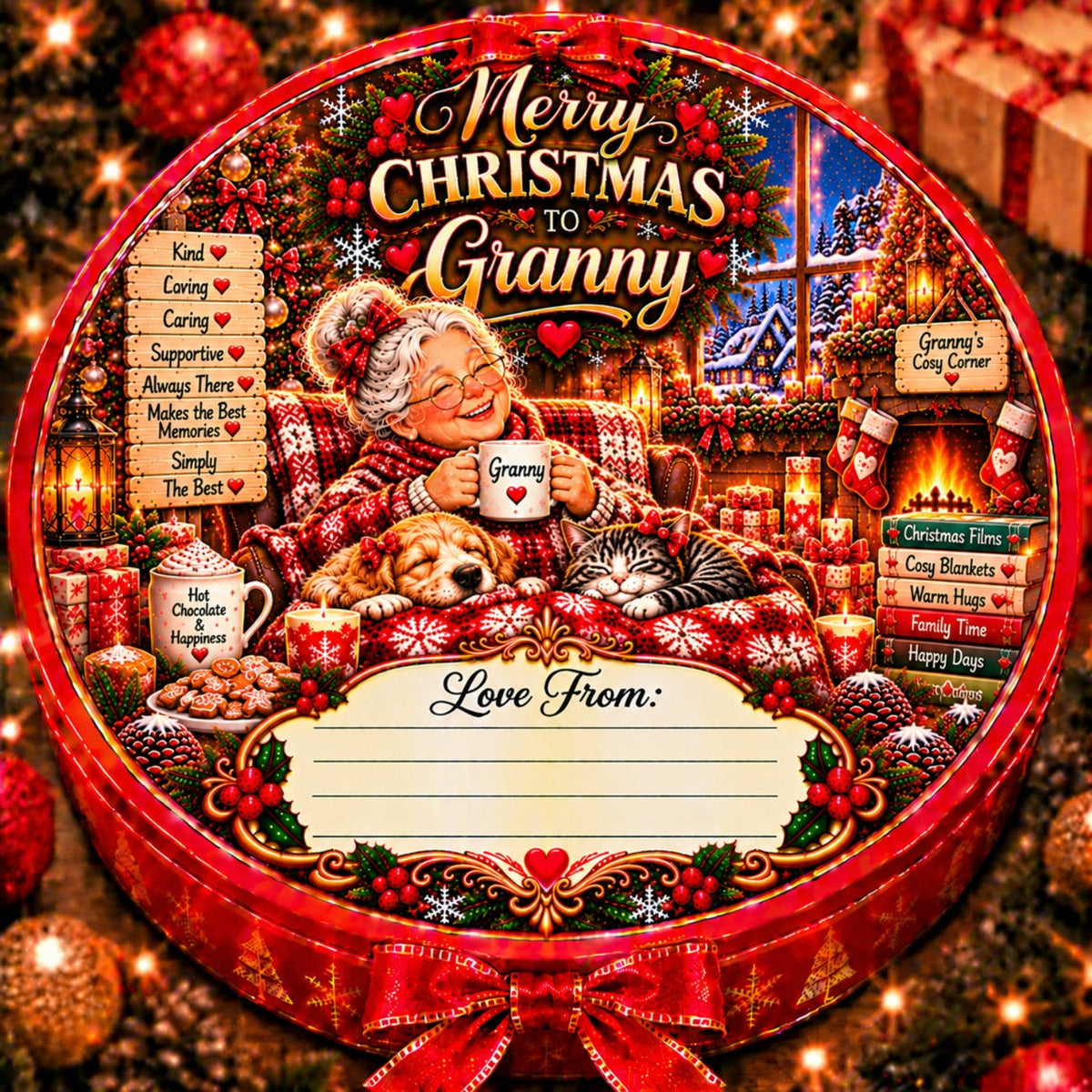 Grandparents Christmas chocolate tub sticker design 3