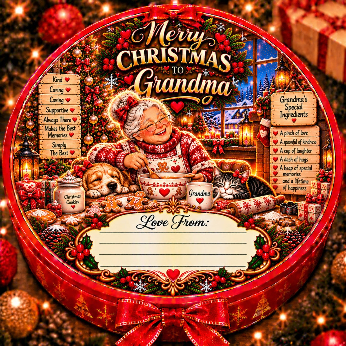 Grandparents Christmas chocolate tub sticker design 4