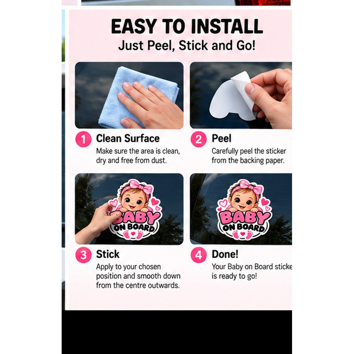 How to install Baby on Board car sticker