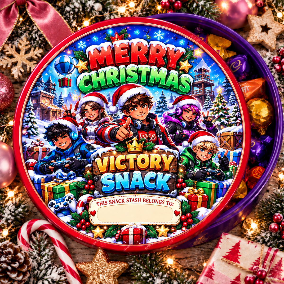 Kids & Teens Christmas chocolate tub sticker – Gaming Boy