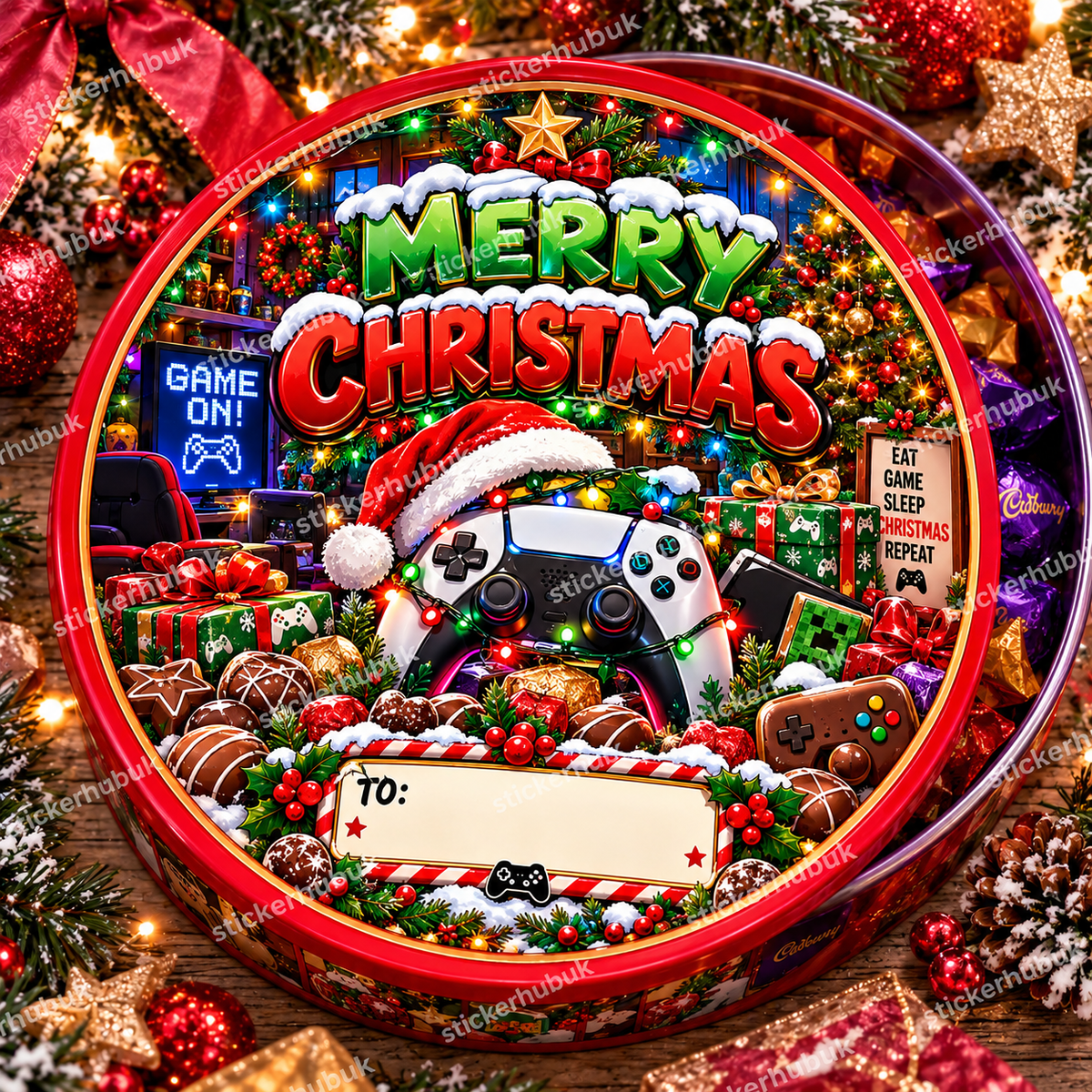 Kids & Teens Christmas chocolate tub sticker – K-Pop Girl