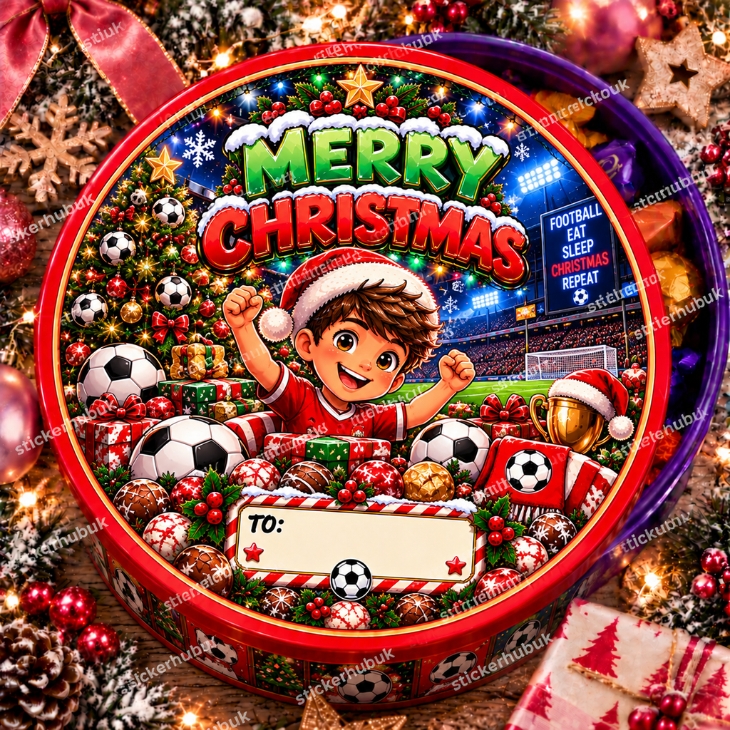 Kids & Teens Christmas chocolate tub sticker – Girly Christmas