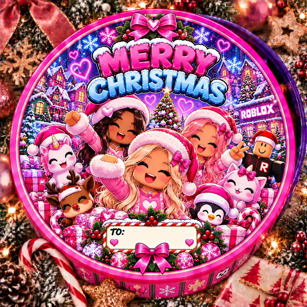 Kids & Teens Christmas chocolate tub sticker – Pink Gamer