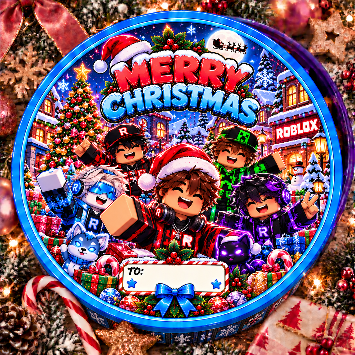 Kids & Teens Christmas chocolate tub sticker – Fortnite Girl