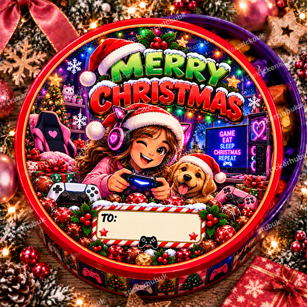 Kids & Teens Christmas chocolate tub sticker – Unicorn Girl