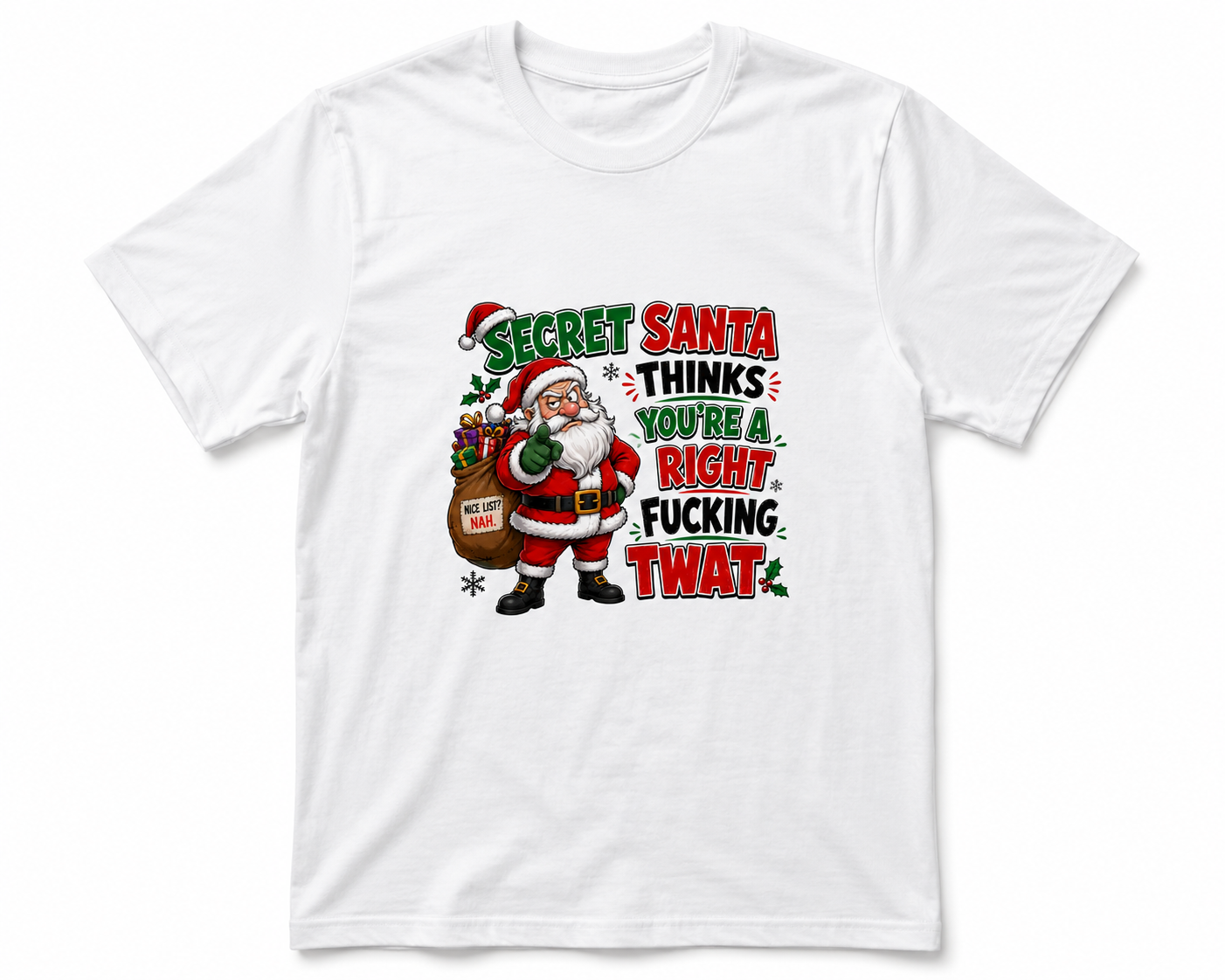 Secret Santa Thinks You're a Right Fucking Twat Christmas T-Shirt