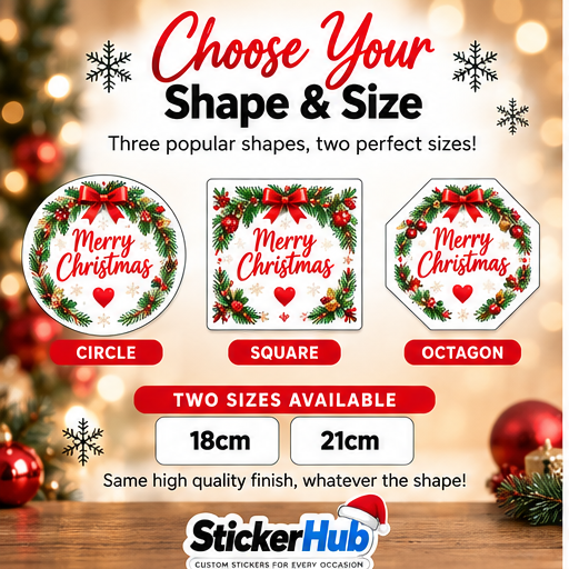 StickerHub custom chocolate tub stickers – shapes and sizes – 18cm and 21cm