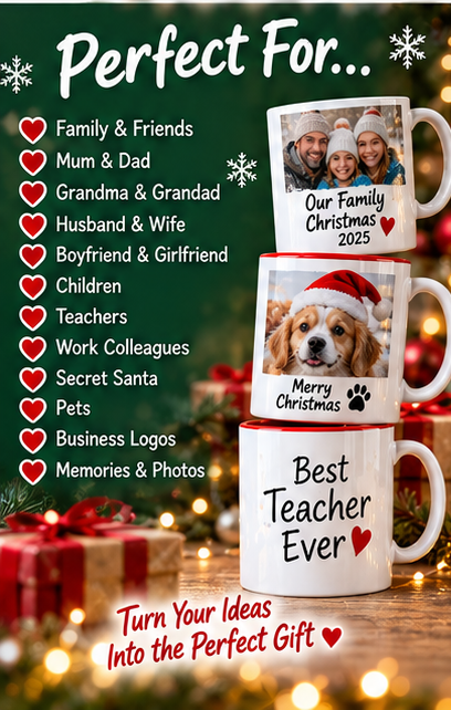 Personalised Christmas mug gift ideas for family, friends, teachers and Secret Santa